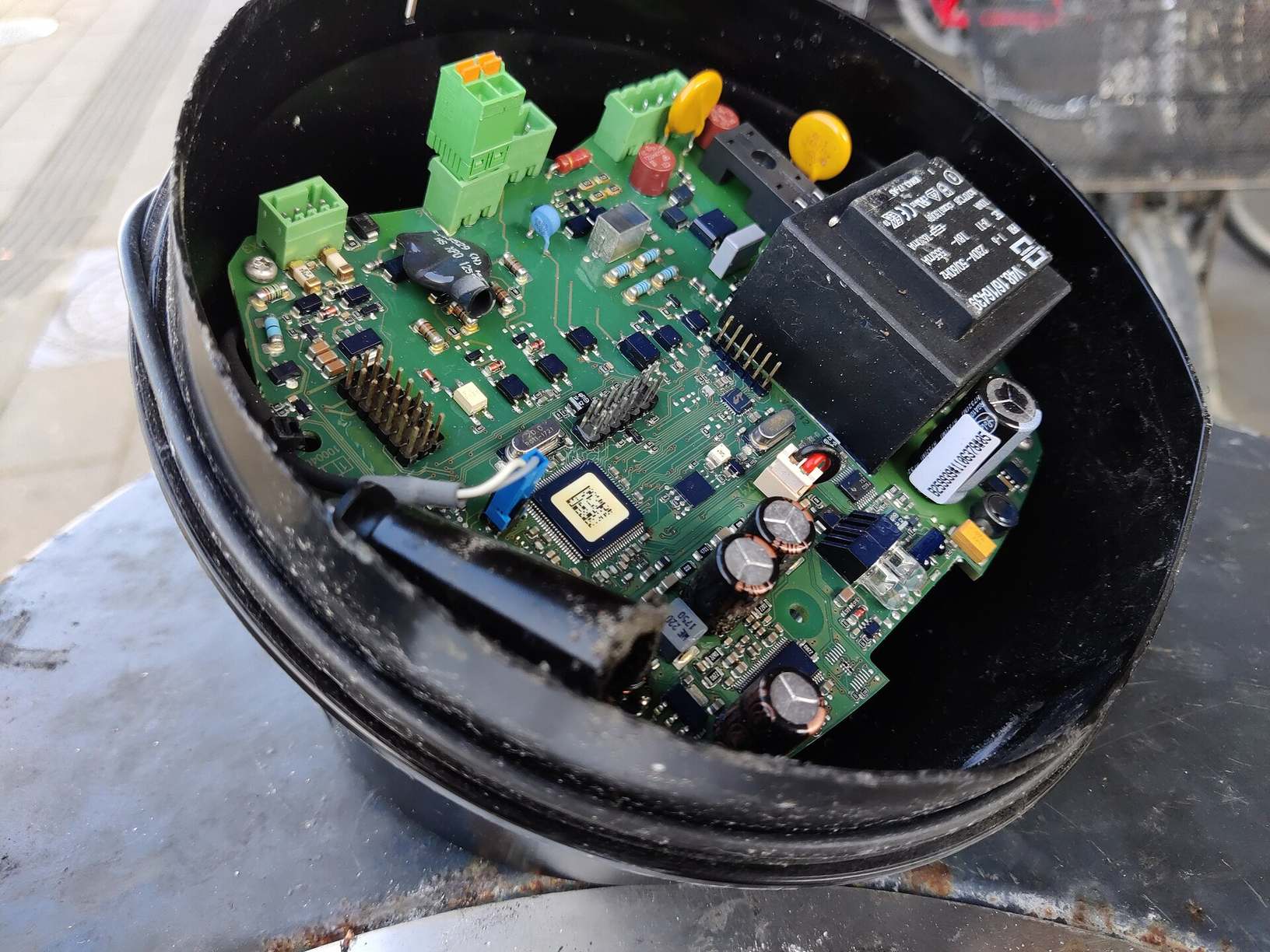 Close detail of circuit board components and traces